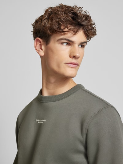 G-Star Raw Sweatshirt mit Label-Print Mittelgrau 3