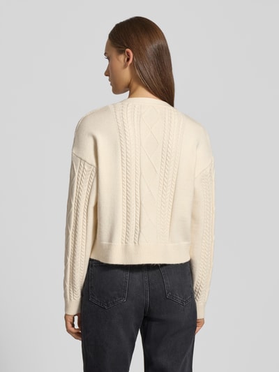 Only Regular Fit Strickjacke aus Viskose-Mix Modell 'FIA' Offwhite 5