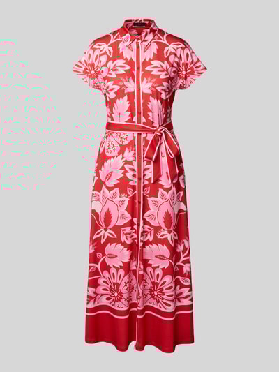 Oui Długa sukienka z wiązanym paskiem Jasnoczerwony 2