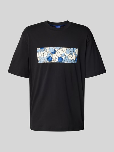 Hugo Blue T-shirt met motiefprint, model 'Nurix' Zwart - 2