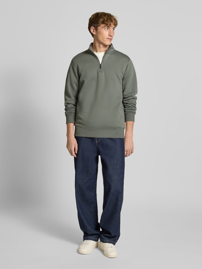 Only & Sons Regular Fit Troyer aus Baumwoll-Mix Modell 'CERES' Hellgrau 1