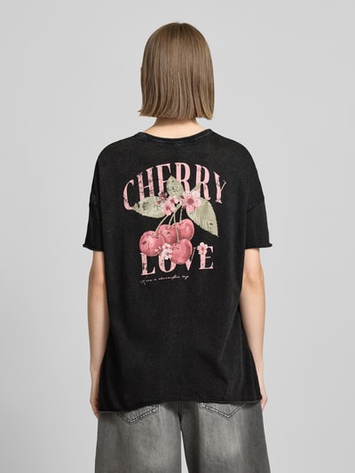 Only T-shirt o kroju oversized z czystej bawełny model ‘RIE LIFE’ Czarny 5