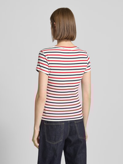 Tommy Jeans T-shirt o kroju Slim Fit z dekoltem w serek Czerwony 5