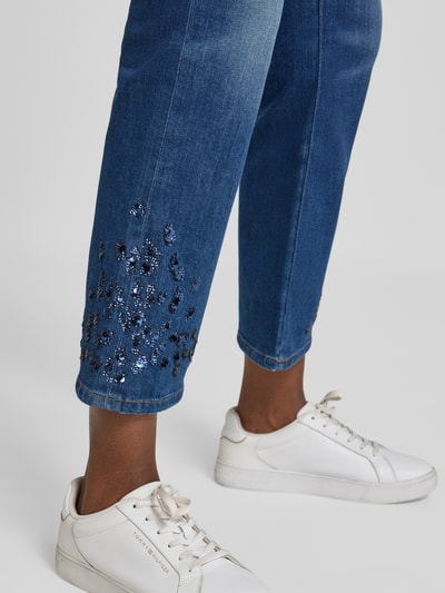 Marc Cain feminine fit jeans met pailletten Jeansblauw - 3