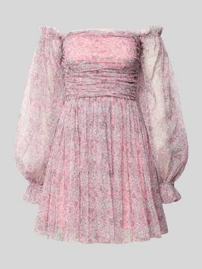 LACE & BEADS Cocktailkleid im Off-Shoulder-Look mit Taillenband Rosa 2