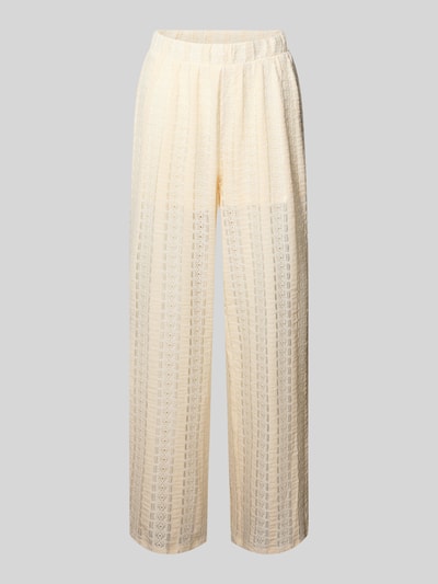 Produktfoto, Weite Damen HOSE mit Struktur-Muster und Bundabschluss: Elastisch, Materialverarbeitung: Spitze, Optik: Unifarben, Modell 'CASSANDRA' von Vero Moda