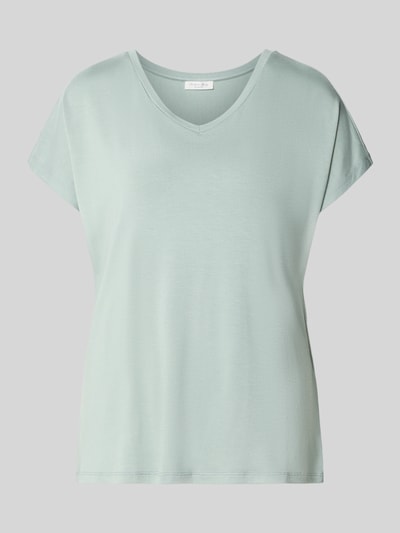 Christian Berg Woman T-Shirt aus Viskose-Elasthan-Mix mit V-Ausschnitt Metallic Gruen 1