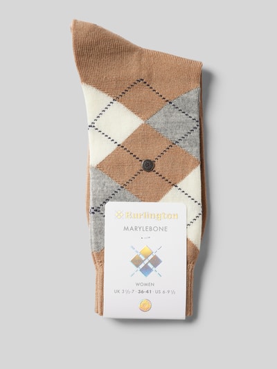 Burlington Socken mit Label-Detail Modell 'Marylebone' Beige 3