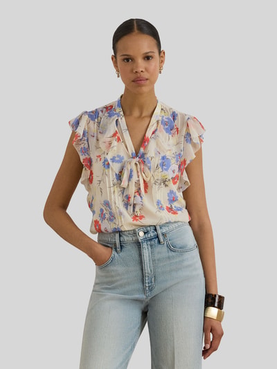 Lauren Ralph Lauren Shaped Fit Bluse mit Offizierskragen und materialgleicher Schluppe Ecru 4