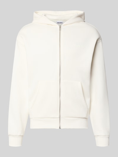 Produktfoto, Regular Fit Sweatjacke mit Känguru-Tasche von REVIEW, Herren Sweatjacke aus Baumwoll-Mix, Kapuze, Reißverschluss, cremefarben