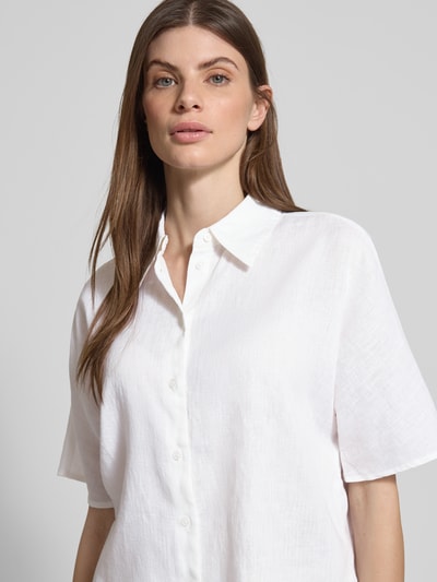 MANGO Boxy Fit Bluse aus Leinen-Baumwoll-Mix mit 1/2-Arm Modell 'PAI' Weiss 3