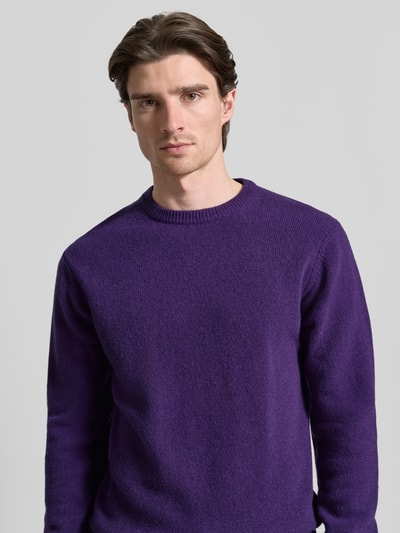 Casual Friday Oversized Strickpullover mit gerippten Abschlüssen Lila 3