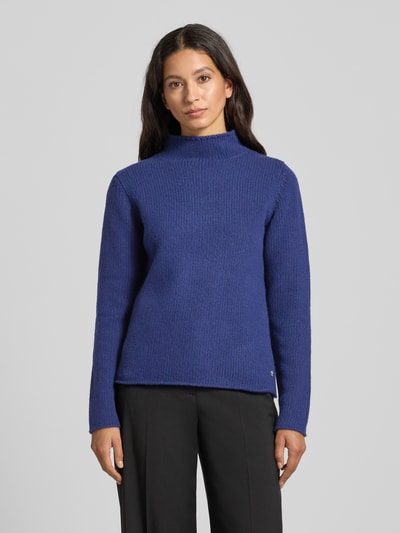 Fynch-Hatton Gebreide pullover van lanawol met opstaande kraag Marineblauw - 4