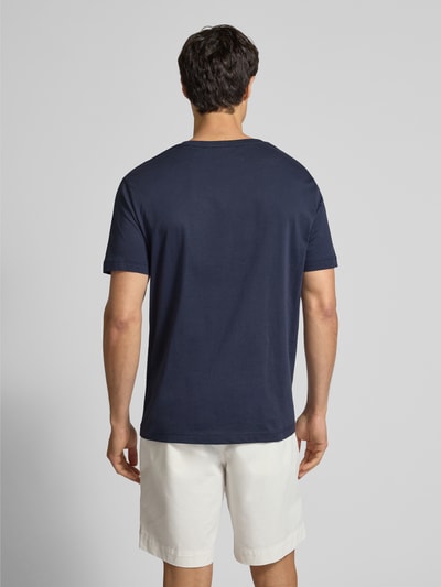 Gant Regular fit T-shirt met labelstitching en ronde hals Donkerblauw - 5