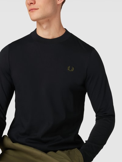 Fred Perry Shirt met lange mouwen en logostitching, model 'Graphic Soundwaves' Zwart - 3