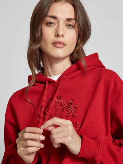 Tommy Hilfiger Hoodie met labelstitching Donkerrood - 3