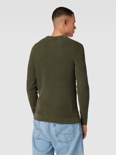 Jack & Jones Sweter z dzianiny z efektem prążkowania Oliwkowy 5