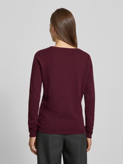 Vero Moda Regular Fit Strickpullover aus reiner Baumwolle Modell 'CARE' Bordeaux 5