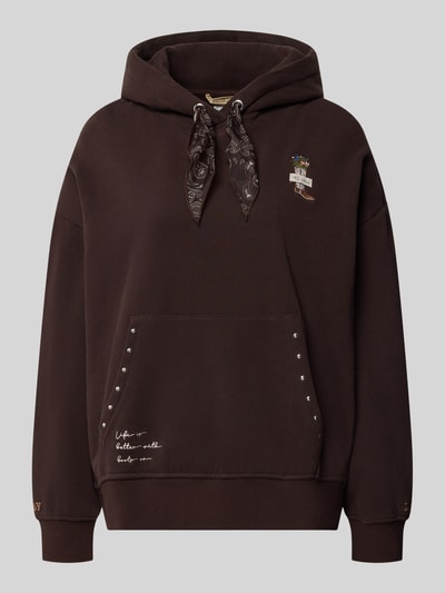 Smith and Soul Oversized Hoodie aus Baumwoll-Mix mit Nieten-Details Dunkelbraun 1