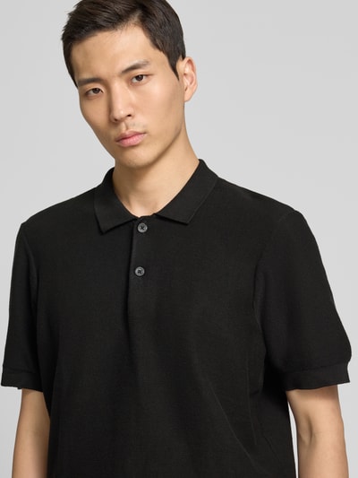 Casual Friday Relaxed Fit Poloshirt mit Strukturmuster Modell 'EDWARD' Black 3