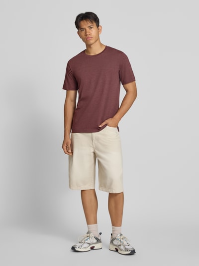 JACK & JONES Regular Fit T-Shirt aus Baumwoll-Mix Modell 'Organic' Bordeaux 1