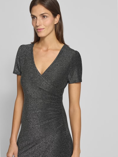 Apricot Minikleid mit V-Ausschnitt Silber 3