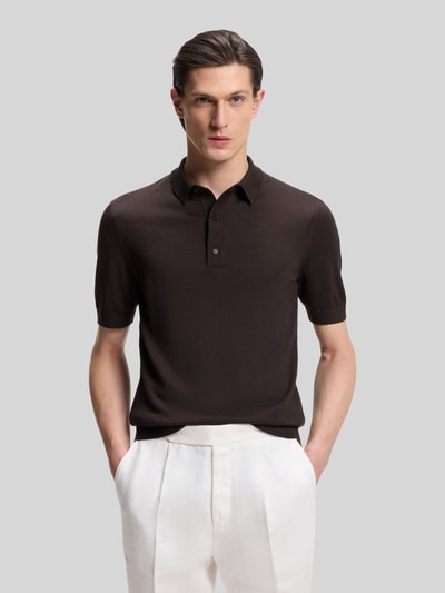 BOSS Regular Fit Poloshirt aus reiner Schurwolle Modell 'NOLANO' Mittelbraun 4
