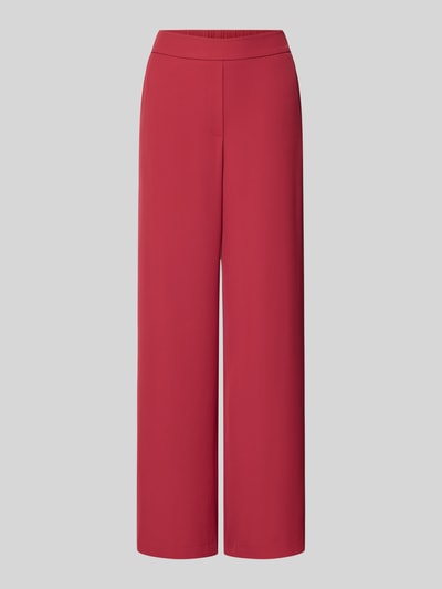 Produktfoto, Stoffhose mit elastischem Bund und Eingrifftaschen von Jake*s Collection w kolorze czerwonym, mieszanka materiałów z dodatkiem streczu, krój wide fit, wpuszczane kieszenie z francuskim przeszyciem, szerokość w rozmiarze 36: 38 cm, długość wewnętrzna nogawki: 78 cm