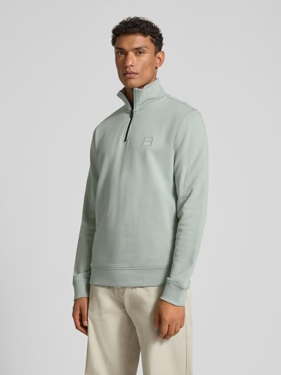 BOSS Orange Regular fit sweatshirt van puur katoen Mintgroen - 4