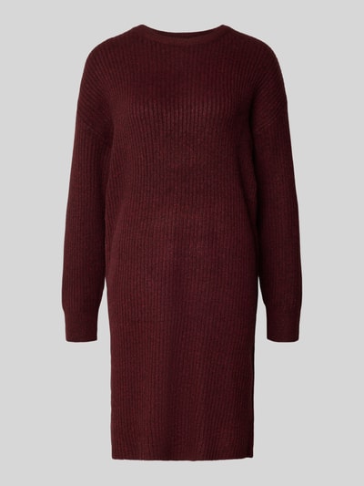 B.Young Knielanges Strickkleid mit gerippten Abschlüssen Modell 'Onema' Dunkelrot 2