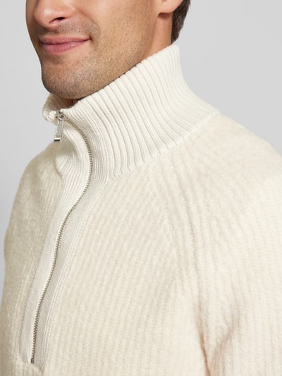 BOSS Strickpullover mit Label-Detail Modell 'Ebrezzo' Offwhite 3