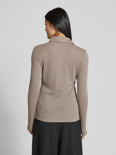 OPUS Longsleeve mit kurzer Knopfleiste Modell 'Sapippa' Beige 5