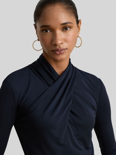 Lauren Ralph Lauren Midi-jurk met gedrapeerde wikkelcol Marineblauw - 3