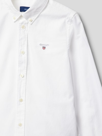 Gant Hemd mit Label-Stitching Weiß 2