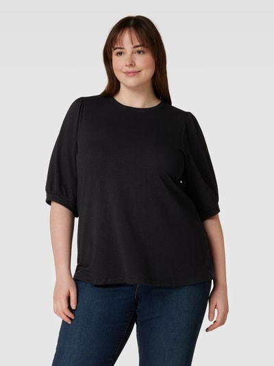 Evoked Vila PLUS SIZE blouseshirt met pofmouwen, model 'VIDIANAN' Zwart - 4