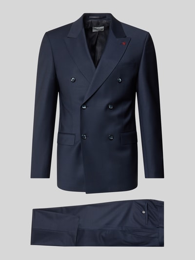 Produktfoto, Regular Fit Anzugjacke aus scheerwolmix van Roy Robson, donkerblauw, dubbele knoopsluiting, reverskraag, klepzakken, bandwijdte maat 50: 46 cm, ruglengte maat 50: 80 cm, schouderbreedte maat 50: 40 cm, mouwlengte maat 50: 66 cm, binnenbeenlengte maat 50: 83 cm.