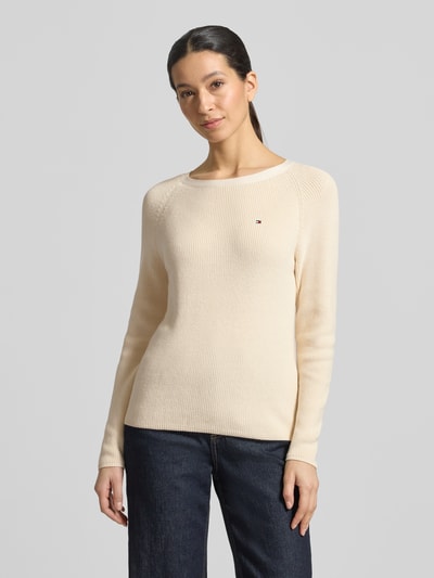 Tommy Hilfiger Regular Fit trui van puur katoen Ecru - 4