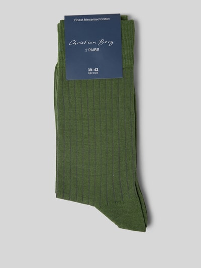 Christian Berg Men Socken mit Label-Print im 2er-Pack Dunkelgruen 3