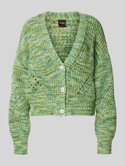 BOSS Orange Oversized Strickjacke in Melange-Optik Modell 'Furus' Gruen 2
