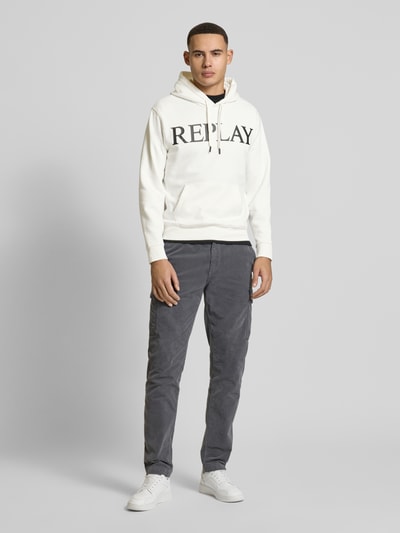 Replay Sweatshirt met ribboorden Offwhite - 1