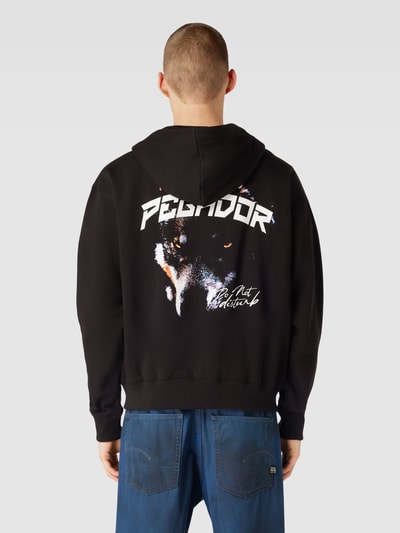 Pegador Oversized sweatjack met labelprint, model 'DONORA' Zwart - 5