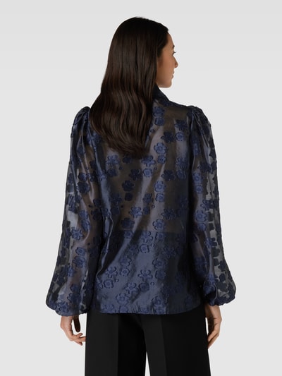 Stella Nova Comfortabele blouse met gebloemd stitchingmotief, model 'Erina' Marineblauw - 5