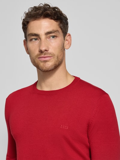 BOSS Sweter o kroju regular fit z dzianiny z czystej, żywej wełny model ‘BOTTO’ Czerwony 3