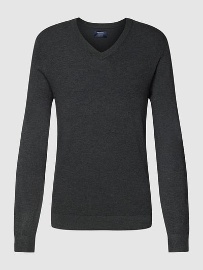 MCNEAL Strickpullover mit geripptem V-Ausschnitt Dunkelgrau meliert 2
