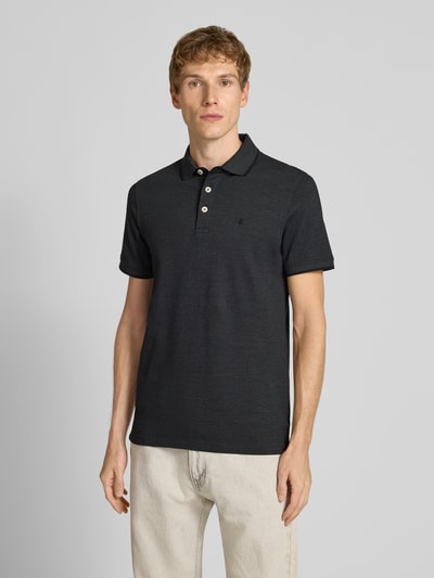 Jack & Jones Regular Fit Poloshirt mit Label-Stitching Modell 'PAULOS' Dunkelgrau Melange 4