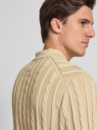 Jack & Jones Premium Poloshirt in gebreide look, model 'MASON' Cognac - 3