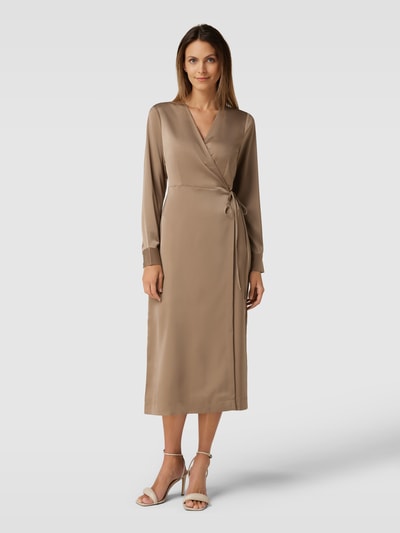 YAS Midikleid in Wickeloptik Modell 'PELLA' Taupe 4