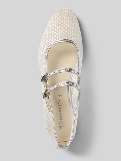 Tamaris Baleriny z efektem siateczki i sprzączką Srebrny 3