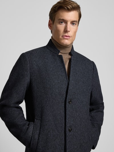 Tom Tailor Denim Regular fit wollen lange jas met all-over motief  Zwart - 3