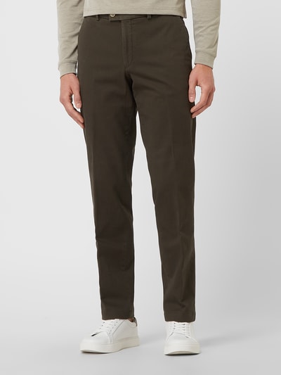 Hiltl Regular fit chino met stretch, model 'Parma' Rietgroen - 4